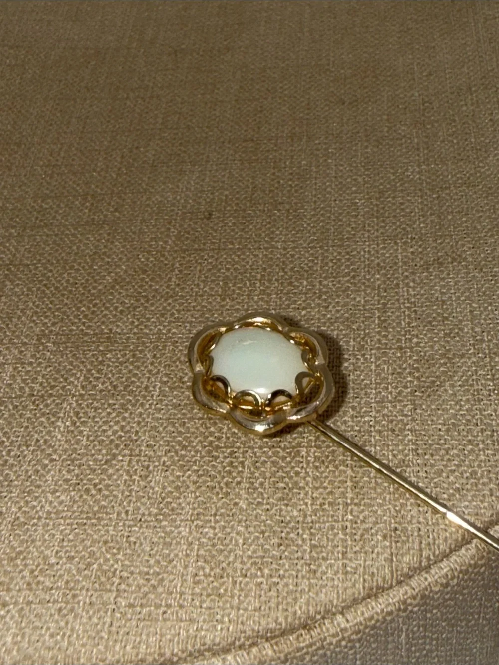 Gold Tone Opal Floral Stick Pin Brooch